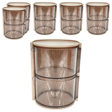 SK 雄碁 雙層美妝收納盒, 10*13.3*12.3cm, 旋轉式開關, 可作為粉撲刷具收納, 粉色, 6個