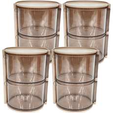 SK 雄碁 雙層美妝收納盒, 10*13.3*12.3cm, 旋轉式開關, 可作為粉撲刷具收納, 粉色, 4個