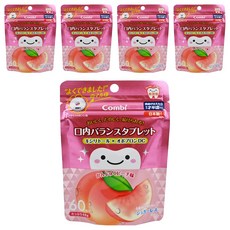 Combi 康貝 teteo無糖口嚼錠 木糖醇 60粒, 水蜜桃, 48g, 5包