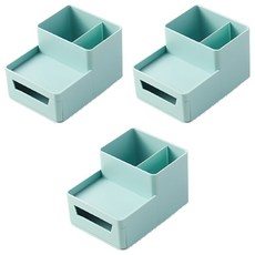 小麥購物 可疊加桌面筆筒收納盒 L2358, 北歐藍, 3個