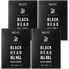 NACIFIC 黑頭粉刺 All Kill 黑炭皂, 有效清潔老廢角質, 潔顏後不會有緊繃感, 100g, 4個