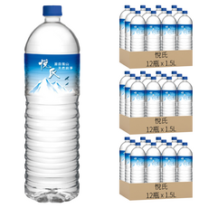 悅氏 礦泉水 雪山山脈天然純淨水, 1.5L, 36瓶