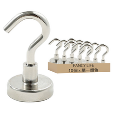 FANCY LIFE 超強力磁鐵掛勾 中款, 10個, 銀色