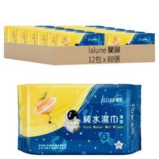 lalune 蘭韻 純水濕巾 薄型, 1入, 12包