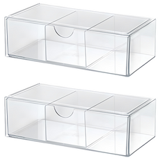 浴室櫃整理盒 透明隔板抽屜款, 2個, 透明