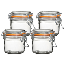 utopia 扣式玻璃密封罐 橘色 200ml 密封保鮮 廚房收納, 4個