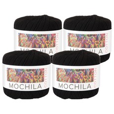 brandyarn Mochila系列 棉針織線，黑色，50克，優質棉, 4捲