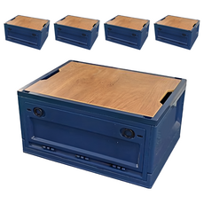 德利生活 摺疊側開收納箱 40L, 藍色, 5個