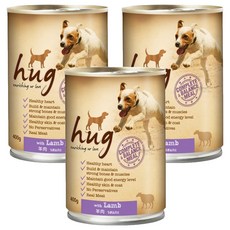 hug 哈格 全年齡犬主食狗罐頭 保持骨骼肌肉強壯、健康的皮膚及毛髮, 羊肉, 400g, 3罐