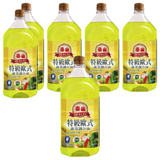 泰山特級歐式蔬菜調合油，不添加橄欖油，嚴選大豆油、芥花油、葵花油，不飽和脂肪酸84%, 2L, 6桶