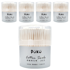 PUKU 藍色企鵝 細紙軸棉花棒 安全紙軸設計 棉球不易脫落 特殊棉頭設計 清除耳垢更徹底 棉部及軸心符合安全標準 不含螢光劑, 240支, 5盒
