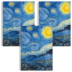 珠友文化 A4線圈橫線筆記本, 梵谷星夜, 3本