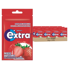 Extra 益齒達 無糖口香糖 沁甜草莓口味, 28g, 20包