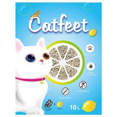 Catfeet 低粉塵無毒凝結貓砂 澎潤土材質 消臭與吸水力佳 呵護愛貓呼吸道 10L, 檸檬, 7kg, 1袋