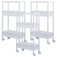 dayneeds 日需百備 日系簡約 隙縫三層推車置物車零件盒細縫櫃 BCF59, 白色, 3個