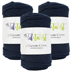 SEVY Fil Twist Macrame Cotton系列 編織棉線 212 深藍色 100公尺 1入, 3個