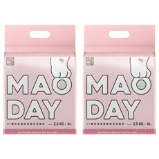 MAODAY 毛商行 D1 雙效益菌除臭沸石豆腐砂 6L, 2包, 2.5kg, 無香