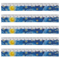 珠友文化 溝引尺 15cm, 梵谷 星夜, 5支