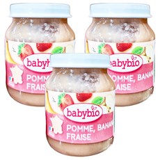babybio 有機果泥 香蕉草莓, 130g, 3罐