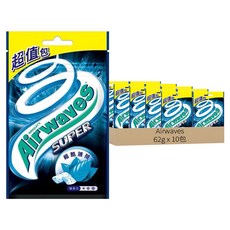 Airwaves Super極酷嗆涼無糖口香糖 超值包 清新口氣, 62g, 10包