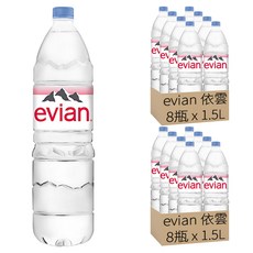 evian 依雲 台灣公司貨 天然礦泉水, 1.5L, 16瓶