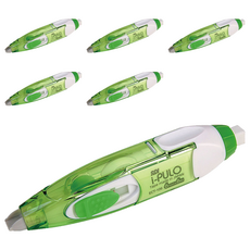 SDI 手牌 i-PULO 雙主修兩用修正帶, 專利推拉式, 透明外殼, 綠色, 6個