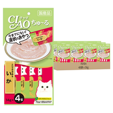 INABA CIAO 啾嚕 肉泥, 雞肉 + 花枝, 56g, 48袋