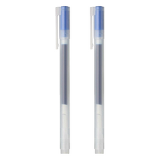 MUJI 無印良品 自由換芯附蓋膠墨筆 0.5mm, 藍色, 2支