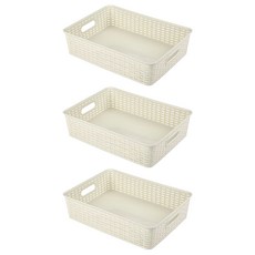 KEYWAY 聯府 藤藝 收納籃 KGB-103 6.5L, 米白色, 3個