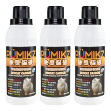 BOXCAT 國際貓家 波米斯 Pumikz 礦砂專用除臭貓碳, 1000cc, 3瓶, 無香