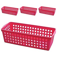 KEYWAY 聯府 多樣小物長籃, 紅色, 4個