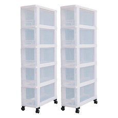 dayneeds 日需百備 簡約主義五層隙縫櫃 附輪, 透白, 2個