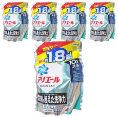 ARIEL 日本原裝進口 Pro Clean 含漂白成分濃縮洗衣精 海洋清香綠 特大補充包 1340g 1包, 1.34kg, 5包