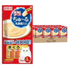 INABA CIAO 啾嚕 肉泥 4條, 鮪魚 乳酸菌配方, 56g, 12袋