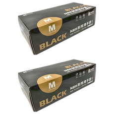 御廚靈 NBR 耐用薄手套 100個/盒, 黑色, 加厚款, M(9 x 24cm), 2盒