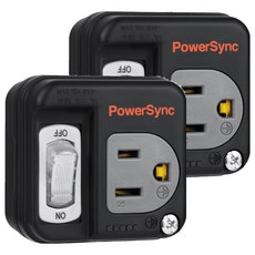 PowerSync 包爾星克 3P轉2P開關壁插 TC1300, 黑色, 2個, 5.8cm