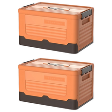 JOEKI 撞色摺疊收納箱, 落日橘, 2個