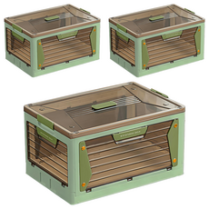 五開收納箱, 大號(52.5 x 36 x 28.5cm), 綠色, 3個