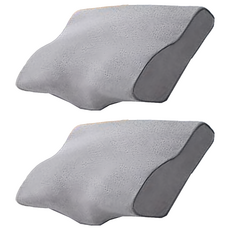 DON 3D防鼾透氣蝶型枕, 高密度材質, 人體工學設計, 穩固睡姿, 舒緩頸椎壓力, 34 x 60cm, 灰色, 2個
