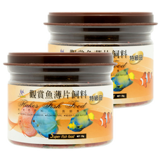 AQUAFUN 水之樂 觀賞魚薄片飼料 嗜口性佳 易消化吸收 不汙染水質, 35g, 2罐