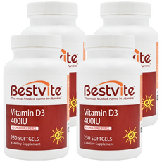 Bestvite 維他命D3膠囊 400IU, 250顆, 4罐