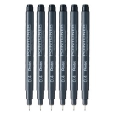 Pentel 飛龍文具 POINTLINER代針筆 S20P-04A 0.4mm, 黑色, 6支