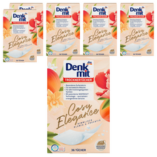 dm Denk mit 烘衣機專用衣物柔軟防皺除臭去靜電香氛紙 花香杏色 36片/盒, 6盒