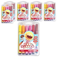 SIMBALION 雄獅 奶油獅 大三角彩色筆 12色, 大容量, 可水洗, 抗菌筆桿, 6盒