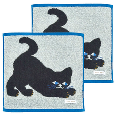 MARUSHIN 丸真 SOU SOU 經典SEK抗菌防臭毛巾 25 x 25cm, 黑貓, 2條