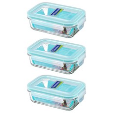 Glasslock 強化玻璃微波保鮮盒 長方形 400ml, 單件, 3個