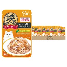 INABA CIAO 啾嚕 鰹魚燒餐包, 鰹魚 + 柴魚片 + 干貝, 50g, 16包