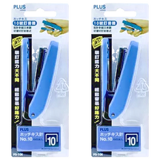 PLUS 普樂士 訂書機 PS-10E 粉藍色 - 輕巧易用 辦公必備, 2個