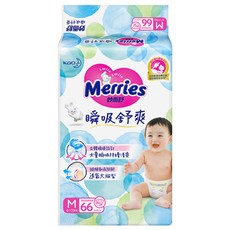 Merries 妙而舒 瞬吸舒爽黏貼型尿布 6~11kg, M, 66片