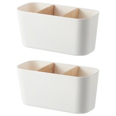 isona 愛收納 極簡圓長款3格分隔收納盒, 白色, 2個